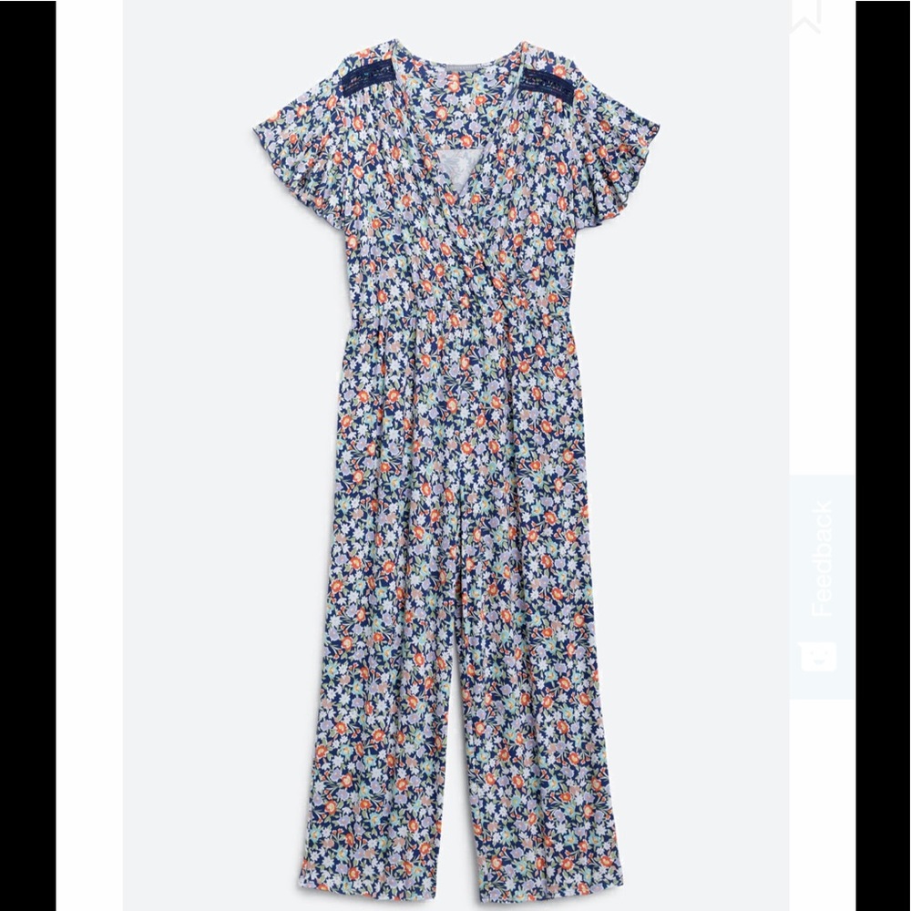 loveappella valentina crochet trim knit jumpsuit NWT